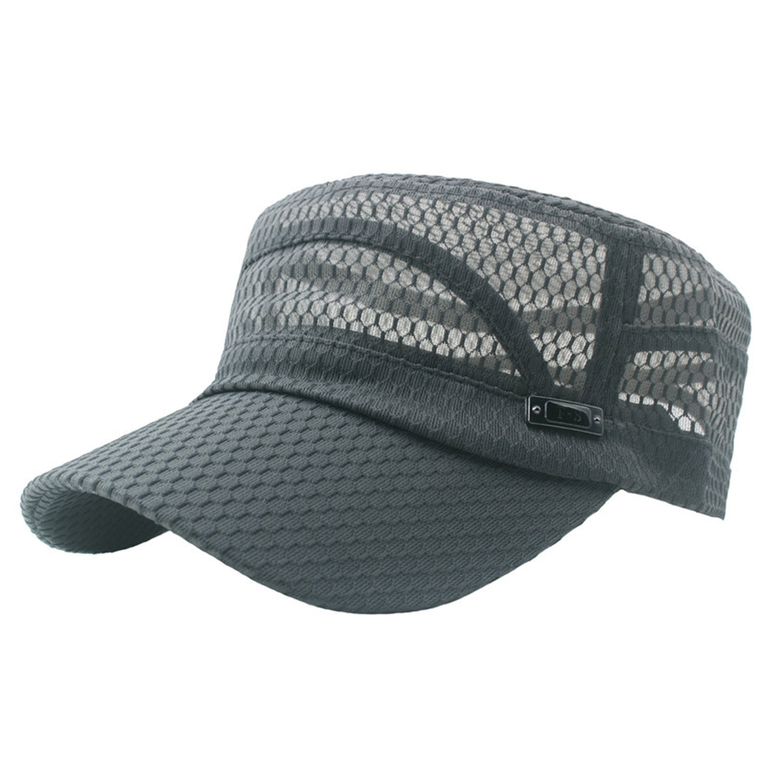 Peaked Hat Solid Color Breathable Lightweight Hollow Out Flap Top Men Caps Outdoor Hat Image 8