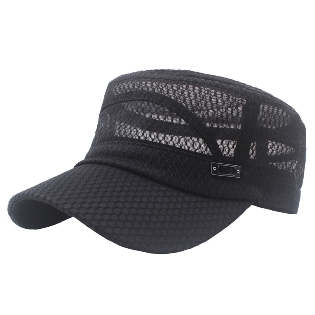 Peaked Hat Solid Color Breathable Lightweight Hollow Out Flap Top Men Caps Outdoor Hat Image 10