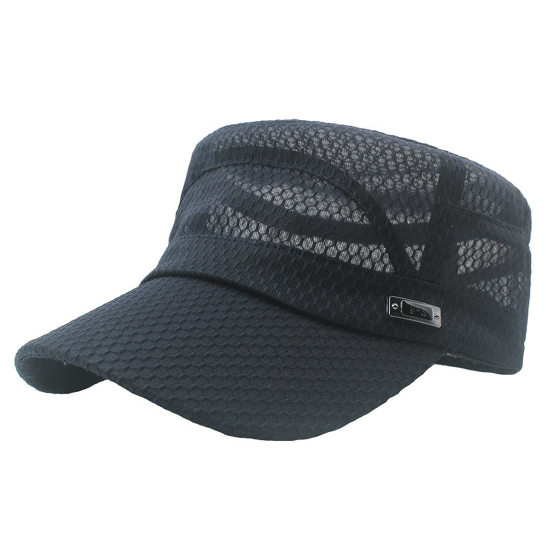 Peaked Hat Solid Color Breathable Lightweight Hollow Out Flap Top Men Caps Outdoor Hat Image 11