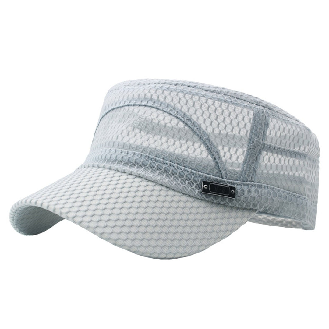 Peaked Hat Solid Color Breathable Lightweight Hollow Out Flap Top Men Caps Outdoor Hat Image 1