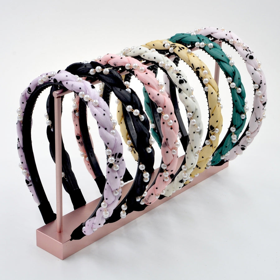 Sweet Headband Exquisite Wear-resistant with Toothed Braided Dot Print Hair Hoop Hair Accessories Image 1