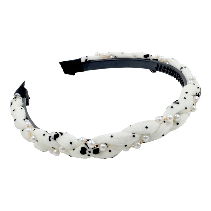 Sweet Headband Exquisite Wear-resistant with Toothed Braided Dot Print Hair Hoop Hair Accessories Image 3