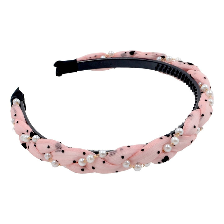 Sweet Headband Exquisite Wear-resistant with Toothed Braided Dot Print Hair Hoop Hair Accessories Image 6