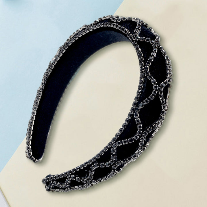 Retro Headband Rhinestones Baroque Wide Padded Hair Hoop Styling Tools Image 7