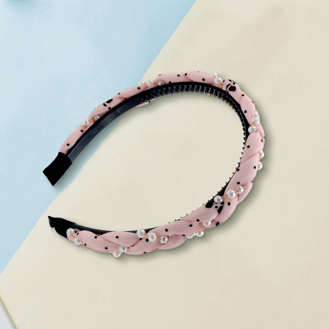 Sweet Headband Exquisite Wear-resistant with Toothed Braided Dot Print Hair Hoop Hair Accessories Image 12