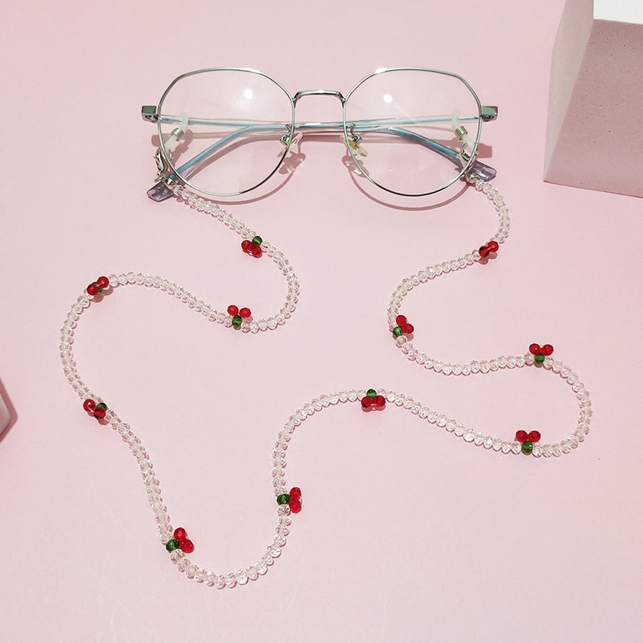 Glasses Chain Sweet Colors Refreshing Anti-lost Cherry Faux Crystal Sun Glasses Chain Girl Supply Image 1
