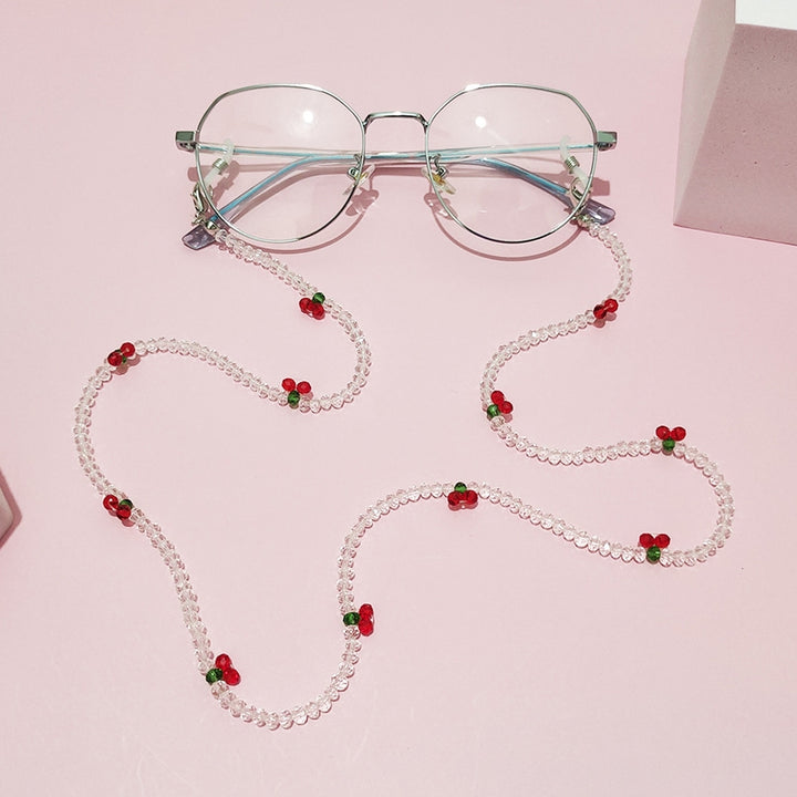 Glasses Chain Sweet Colors Refreshing Anti-lost Cherry Faux Crystal Sun Glasses Chain Girl Supply Image 1