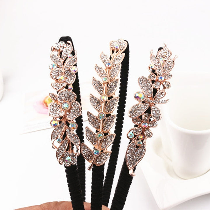 Woman Headband Elegant Style Non Slip Headwear Hair Hoop Band Flower Rhinestone Headdress Hair Accessories Image 1