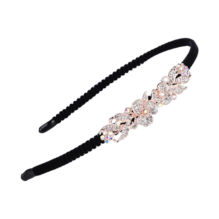 Woman Headband Elegant Style Non Slip Headwear Hair Hoop Band Flower Rhinestone Headdress Hair Accessories Image 1