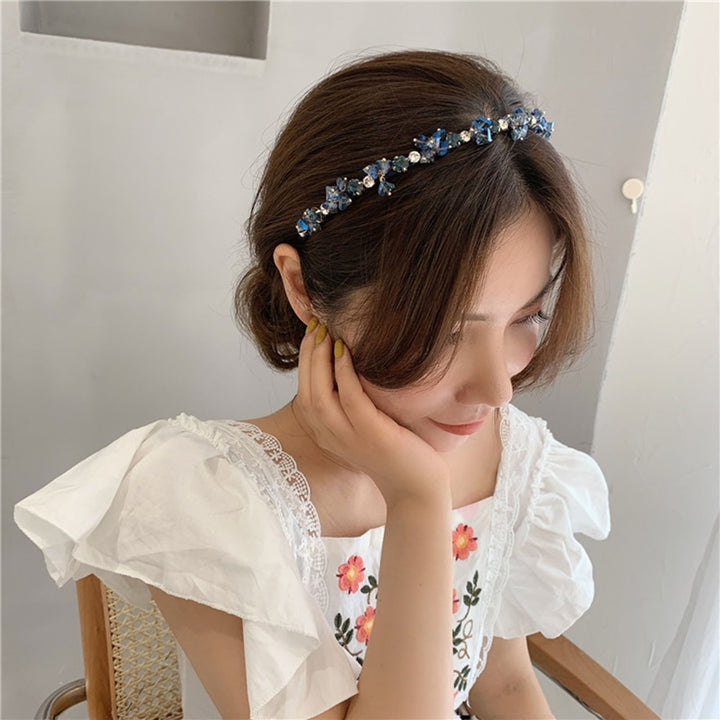 Hair Clasp Shiny Colorful Faux Crystal Non-Slip Reusable Narrow Brim Girls Headband Hair Accessories Image 8