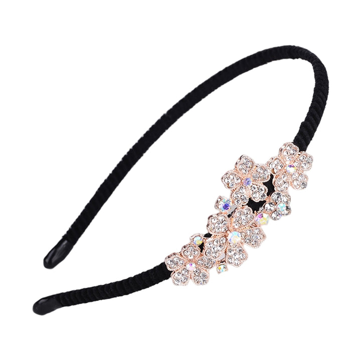 Woman Headband Elegant Style Non Slip Headwear Hair Hoop Band Flower Rhinestone Headdress Hair Accessories Image 7