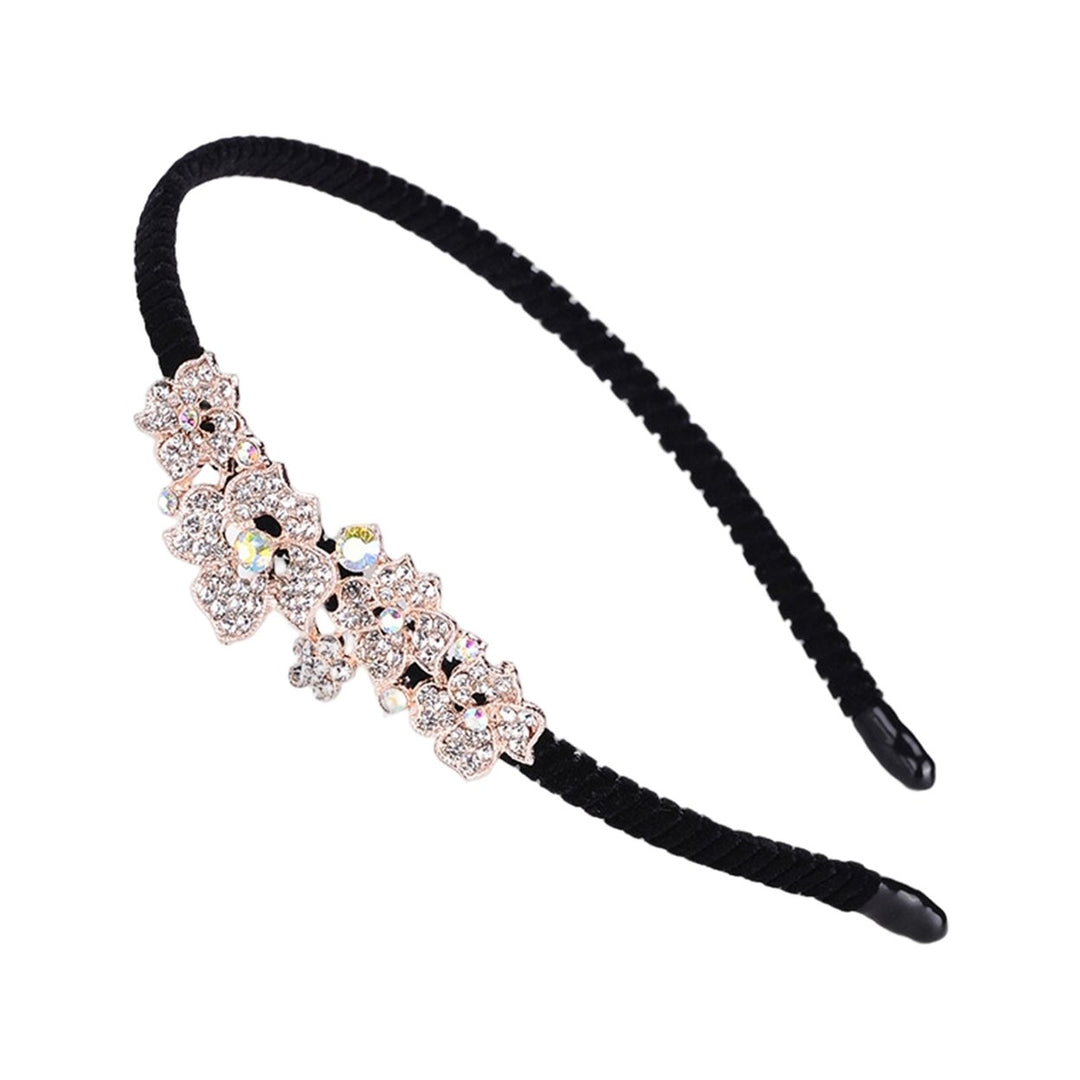 Woman Headband Elegant Style Non Slip Headwear Hair Hoop Band Flower Rhinestone Headdress Hair Accessories Image 1