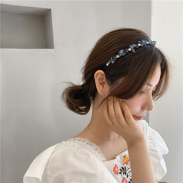 Hair Clasp Shiny Colorful Faux Crystal Non-Slip Reusable Narrow Brim Girls Headband Hair Accessories Image 11