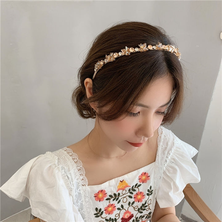 Hair Clasp Shiny Colorful Faux Crystal Non-Slip Reusable Narrow Brim Girls Headband Hair Accessories Image 12