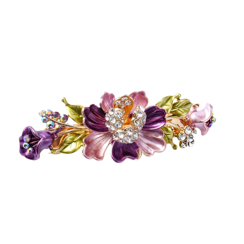 Hair Clip Shiny Stable Rhinestone Floral Decor Anti-slip Lady Hairpin Gift Image 2