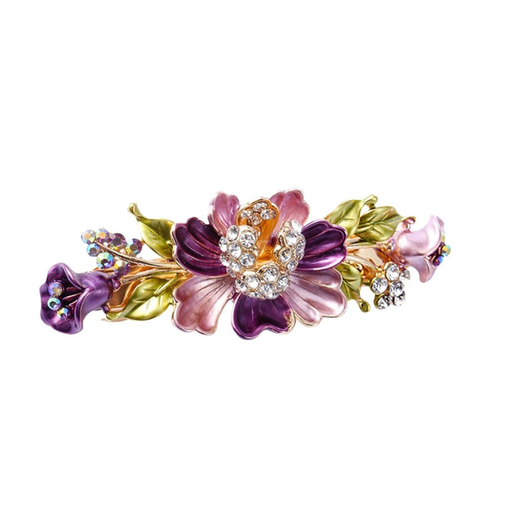 Hair Clip Shiny Stable Rhinestone Floral Decor Anti-slip Lady Hairpin Gift Image 1