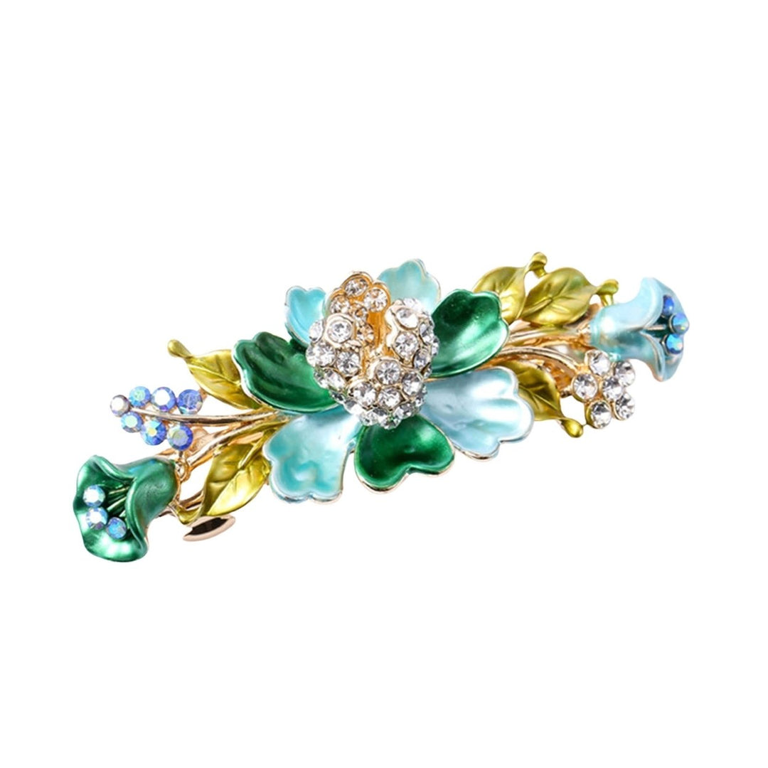 Hair Clip Shiny Stable Rhinestone Floral Decor Anti-slip Lady Hairpin Gift Image 1