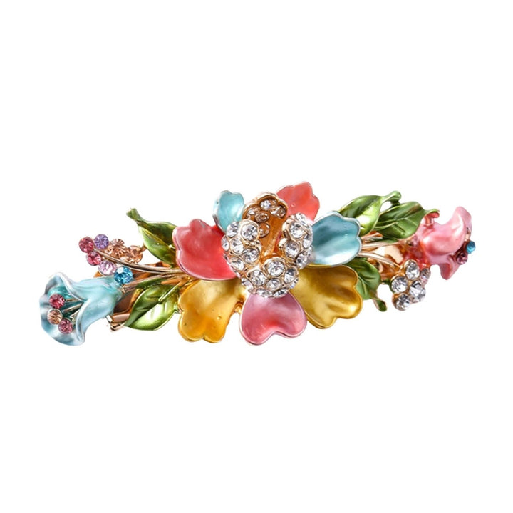 Hair Clip Shiny Stable Rhinestone Floral Decor Anti-slip Lady Hairpin Gift Image 1