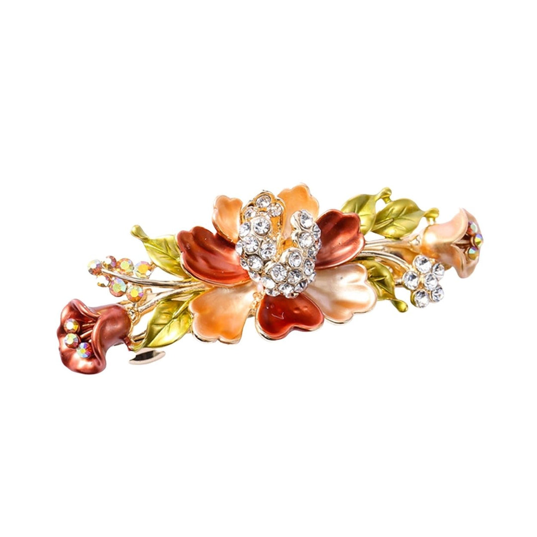 Hair Clip Shiny Stable Rhinestone Floral Decor Anti-slip Lady Hairpin Gift Image 1