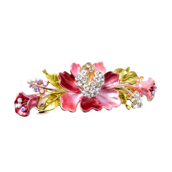 Hair Clip Shiny Stable Rhinestone Floral Decor Anti-slip Lady Hairpin Gift Image 1