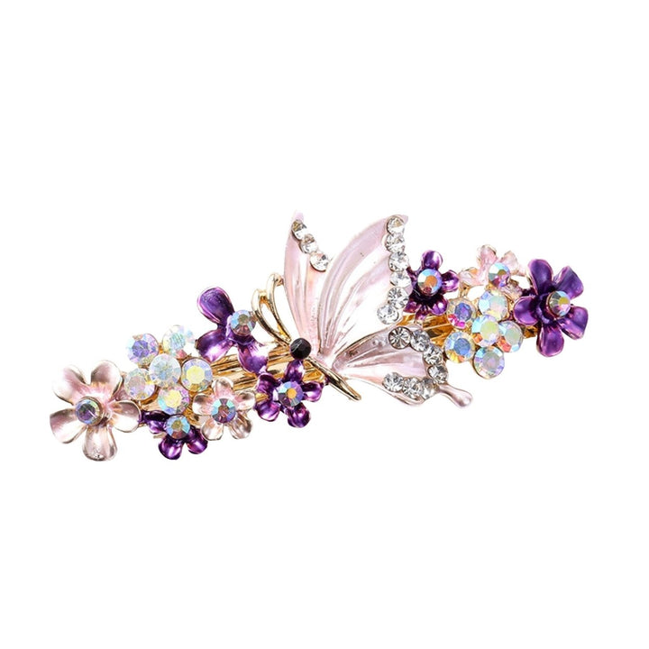 Hair Clip Shiny Stable Rhinestone Floral Decor Anti-slip Lady Hairpin Gift Image 1