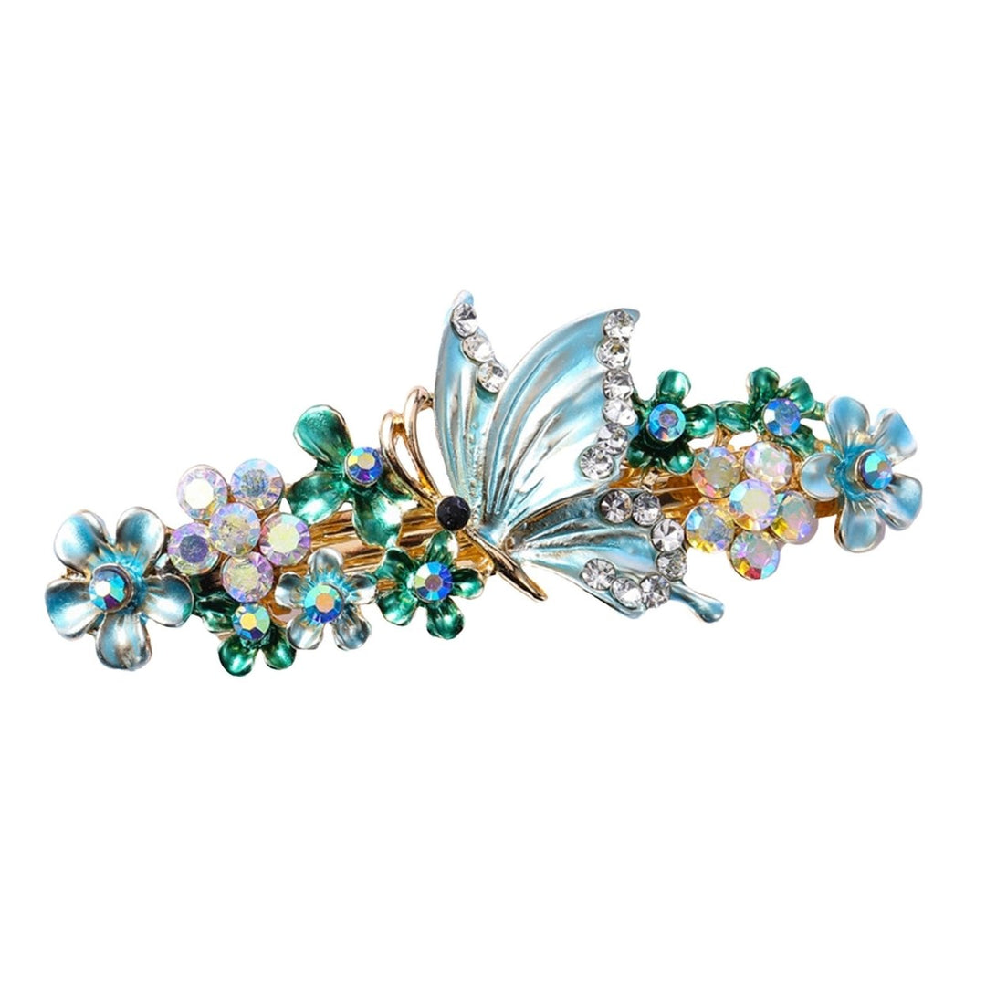Hair Clip Shiny Stable Rhinestone Floral Decor Anti-slip Lady Hairpin Gift Image 1