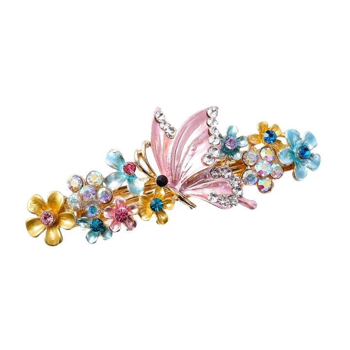 Hair Clip Shiny Stable Rhinestone Floral Decor Anti-slip Lady Hairpin Gift Image 1