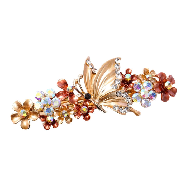Hair Clip Shiny Stable Rhinestone Floral Decor Anti-slip Lady Hairpin Gift Image 10