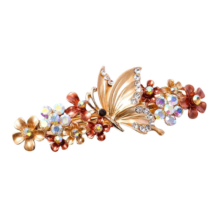 Hair Clip Shiny Stable Rhinestone Floral Decor Anti-slip Lady Hairpin Gift Image 1