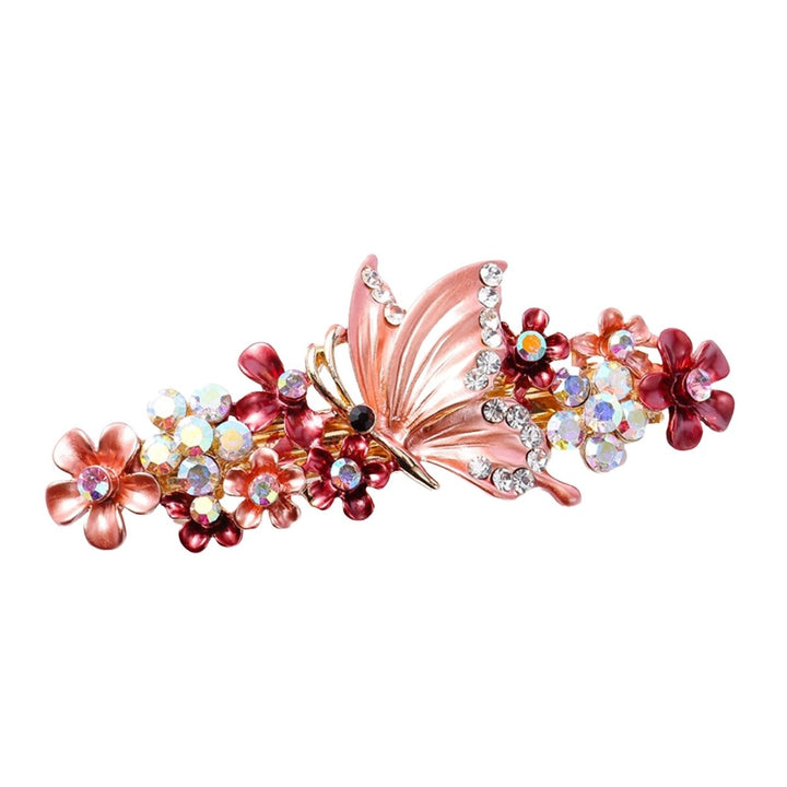 Hair Clip Shiny Stable Rhinestone Floral Decor Anti-slip Lady Hairpin Gift Image 1