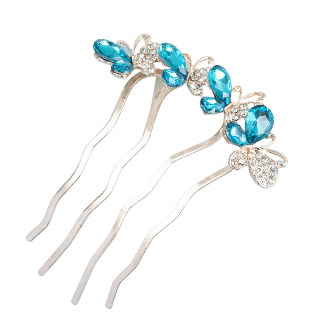 Hair Comb High-end Portable Four Teeth Rhinestone Butterflies Shape Hair Clip Hair Styling Accessories Image 4