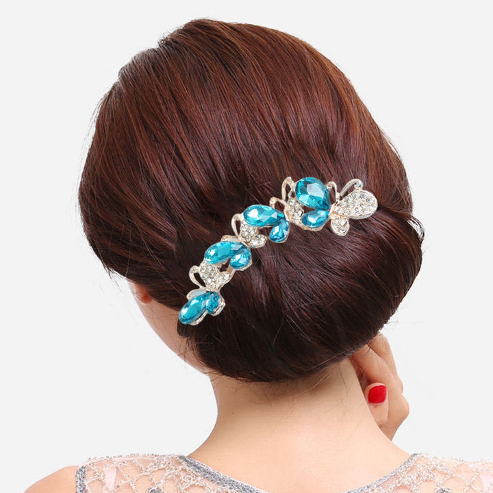 Hair Comb High-end Portable Four Teeth Rhinestone Butterflies Shape Hair Clip Hair Styling Accessories Image 6