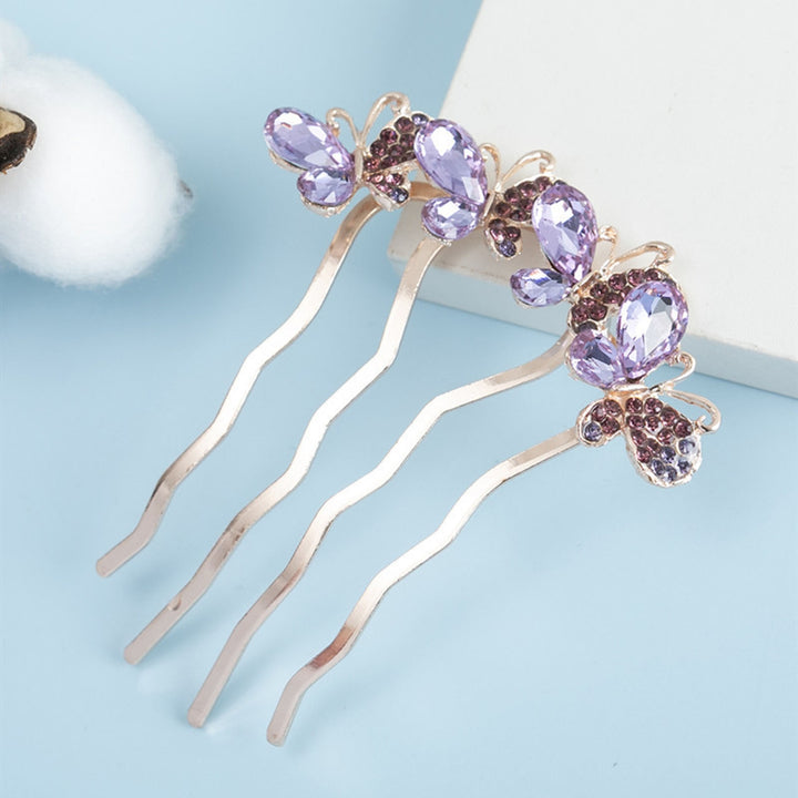 Hair Comb High-end Portable Four Teeth Rhinestone Butterflies Shape Hair Clip Hair Styling Accessories Image 8