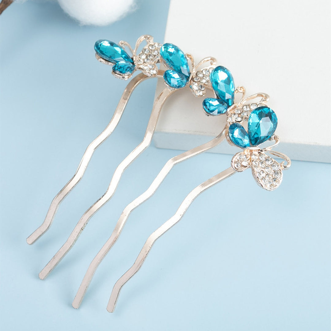 Hair Comb High-end Portable Four Teeth Rhinestone Butterflies Shape Hair Clip Hair Styling Accessories Image 10