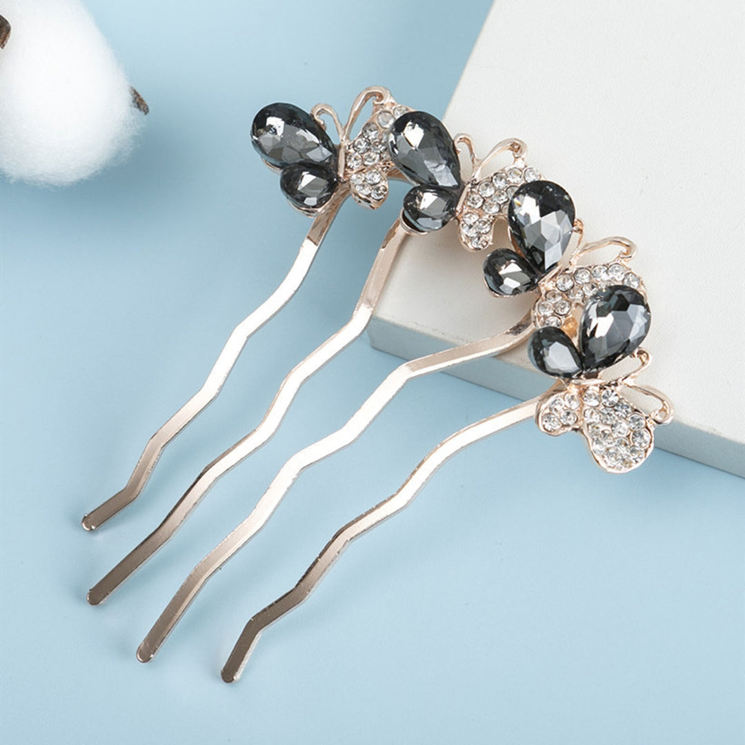 Hair Comb High-end Portable Four Teeth Rhinestone Butterflies Shape Hair Clip Hair Styling Accessories Image 11