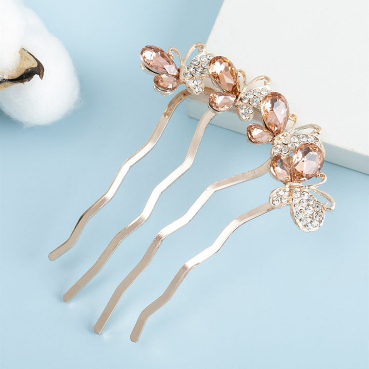 Hair Comb High-end Portable Four Teeth Rhinestone Butterflies Shape Hair Clip Hair Styling Accessories Image 12