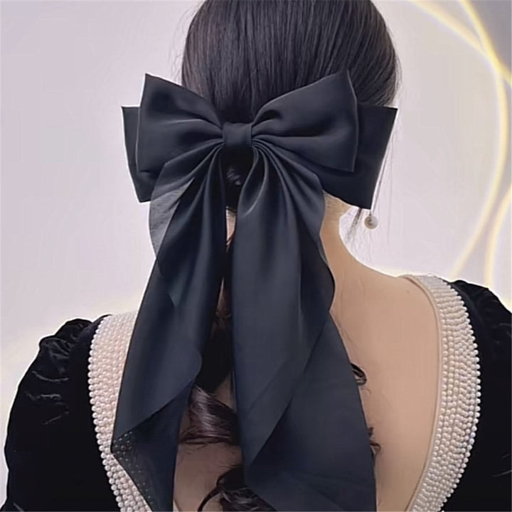 Girls Hair Clip Bow Ribbon Satin Accessory Korean Style Good Elasticity Hairpin Hair Accessories Image 4