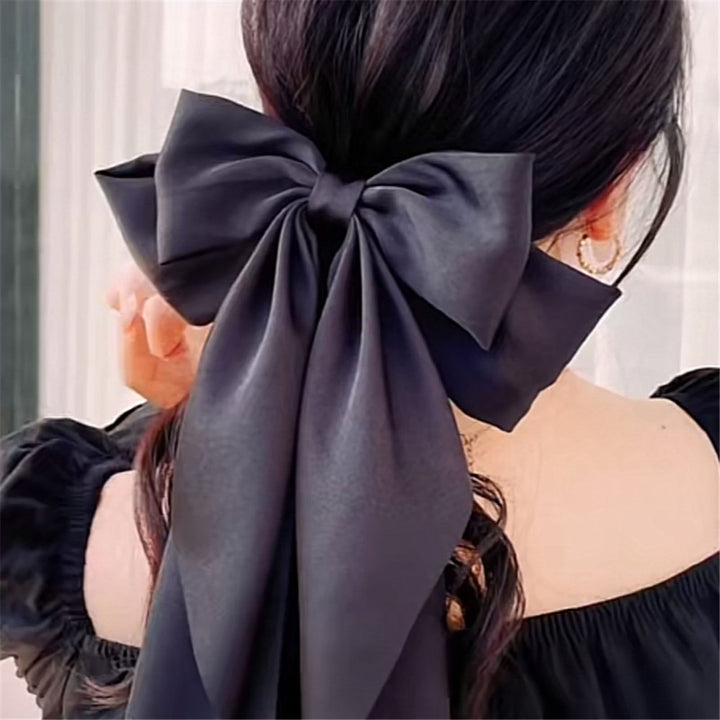 Girls Hair Clip Bow Ribbon Satin Accessory Korean Style Good Elasticity Hairpin Hair Accessories Image 10
