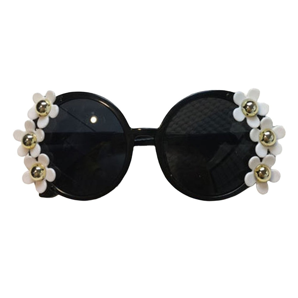 Round Sunglasses Anti-UV Long Service Life Resin Flower Round Sun Glasses for Outdoor Image 2