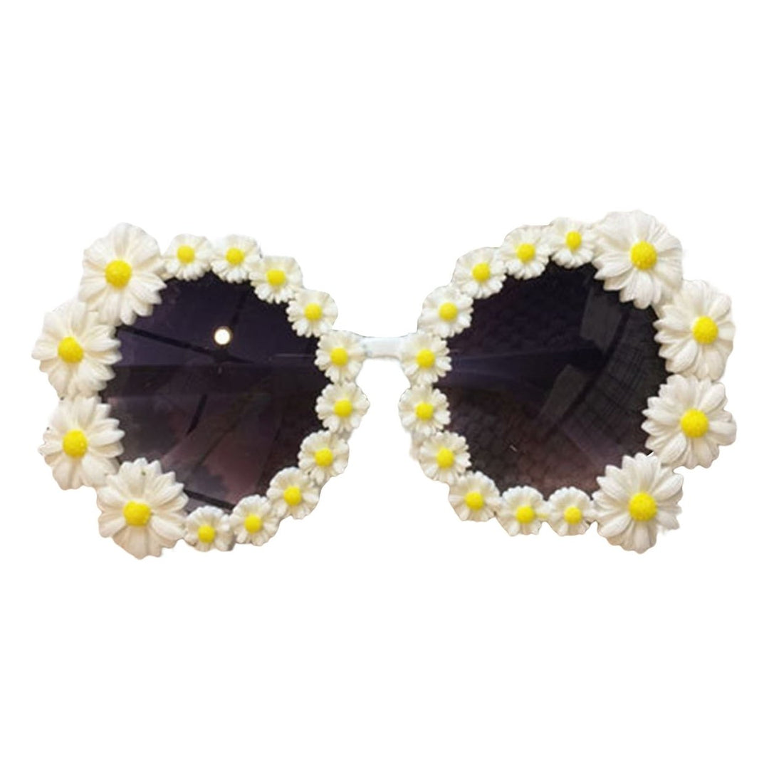 Round Sunglasses Anti-UV Long Service Life Resin Flower Round Sun Glasses for Outdoor Image 1