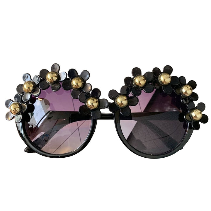 Round Sunglasses Anti-UV Long Service Life Resin Flower Round Sun Glasses for Outdoor Image 1