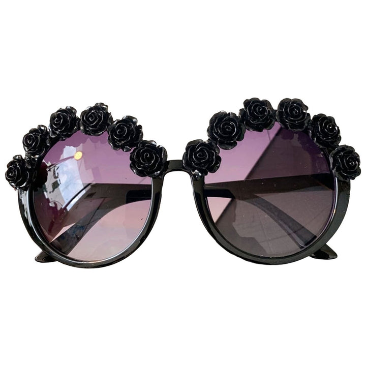 Round Sunglasses Anti-UV Long Service Life Resin Flower Round Sun Glasses for Outdoor Image 1