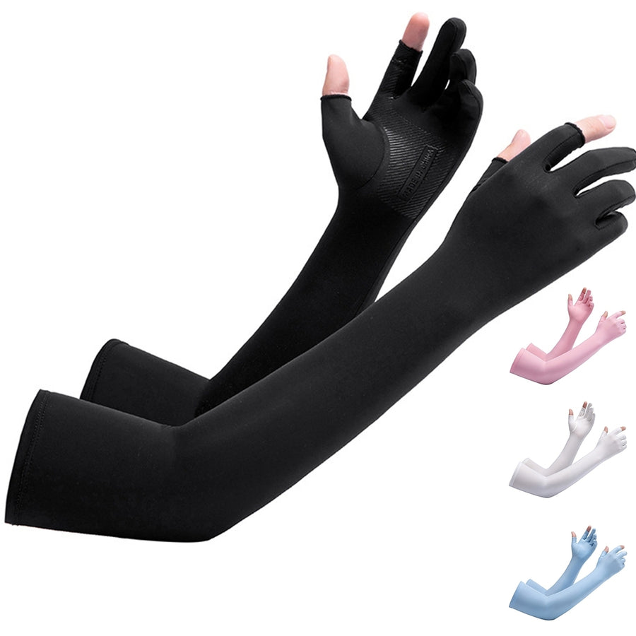 1 Pair Cycling Arm Gloves Sunscreen Full Fingers High Elasticity Touch Screen Anti-slip Cycling Arm Sleeves Outdoor Image 1