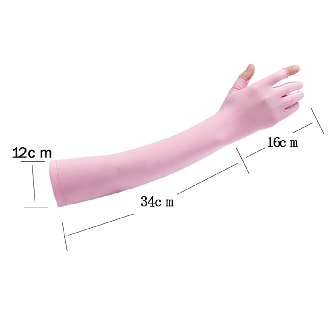 1 Pair Cycling Arm Gloves Sunscreen Full Fingers High Elasticity Touch Screen Anti-slip Cycling Arm Sleeves Outdoor Image 9