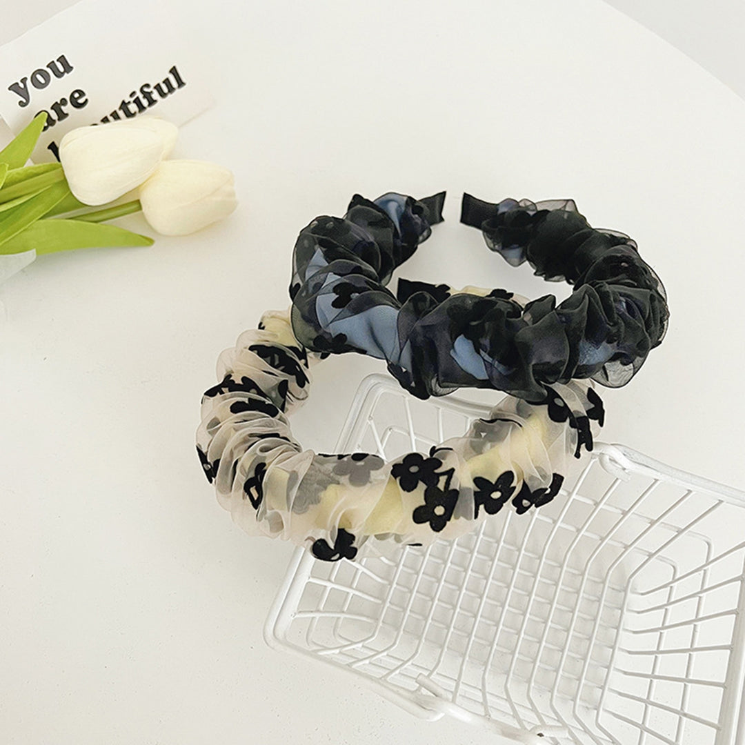 Hair Band Exquisite Lovely Lace Dot Chiffon Scrunchies Floral Hair Accessories for Party Image 11