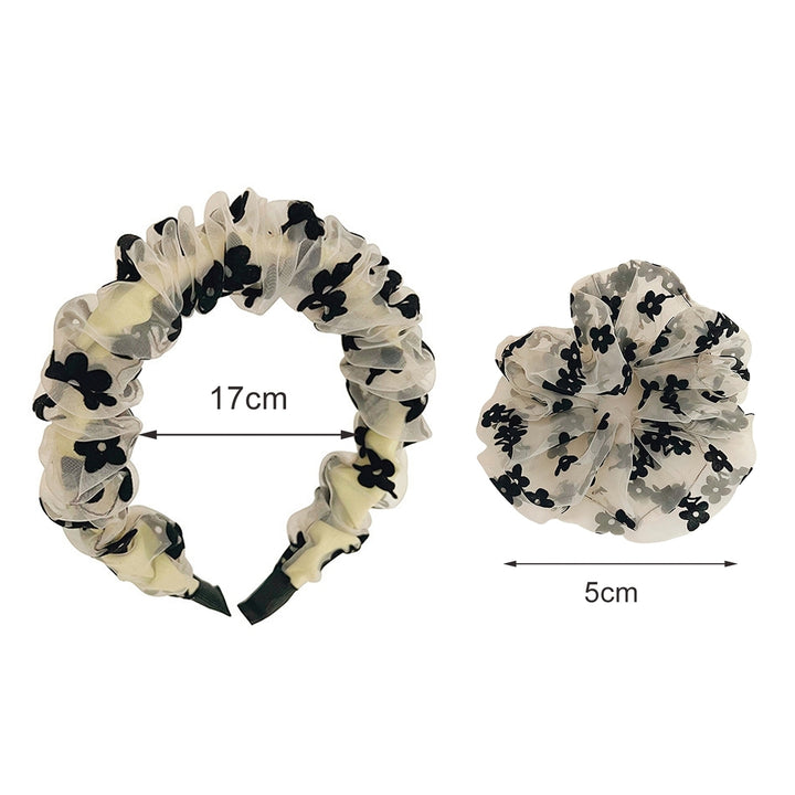 Hair Band Exquisite Lovely Lace Dot Chiffon Scrunchies Floral Hair Accessories for Party Image 12