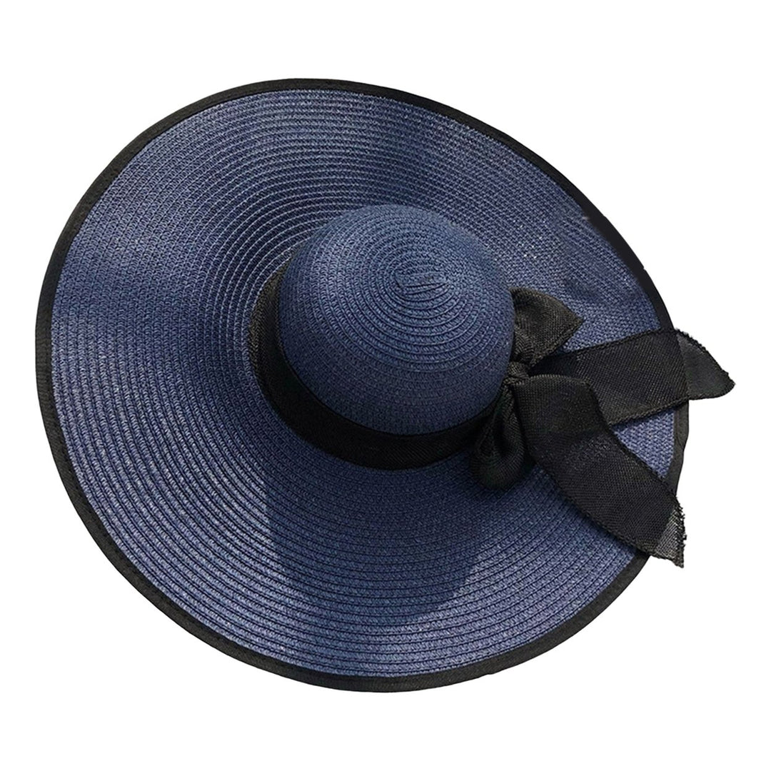 Women Sun Hat Contrast Color Sun Protection Anti-UV Ribbon Decor Bow-knot Beach Hat Headwear Image 8