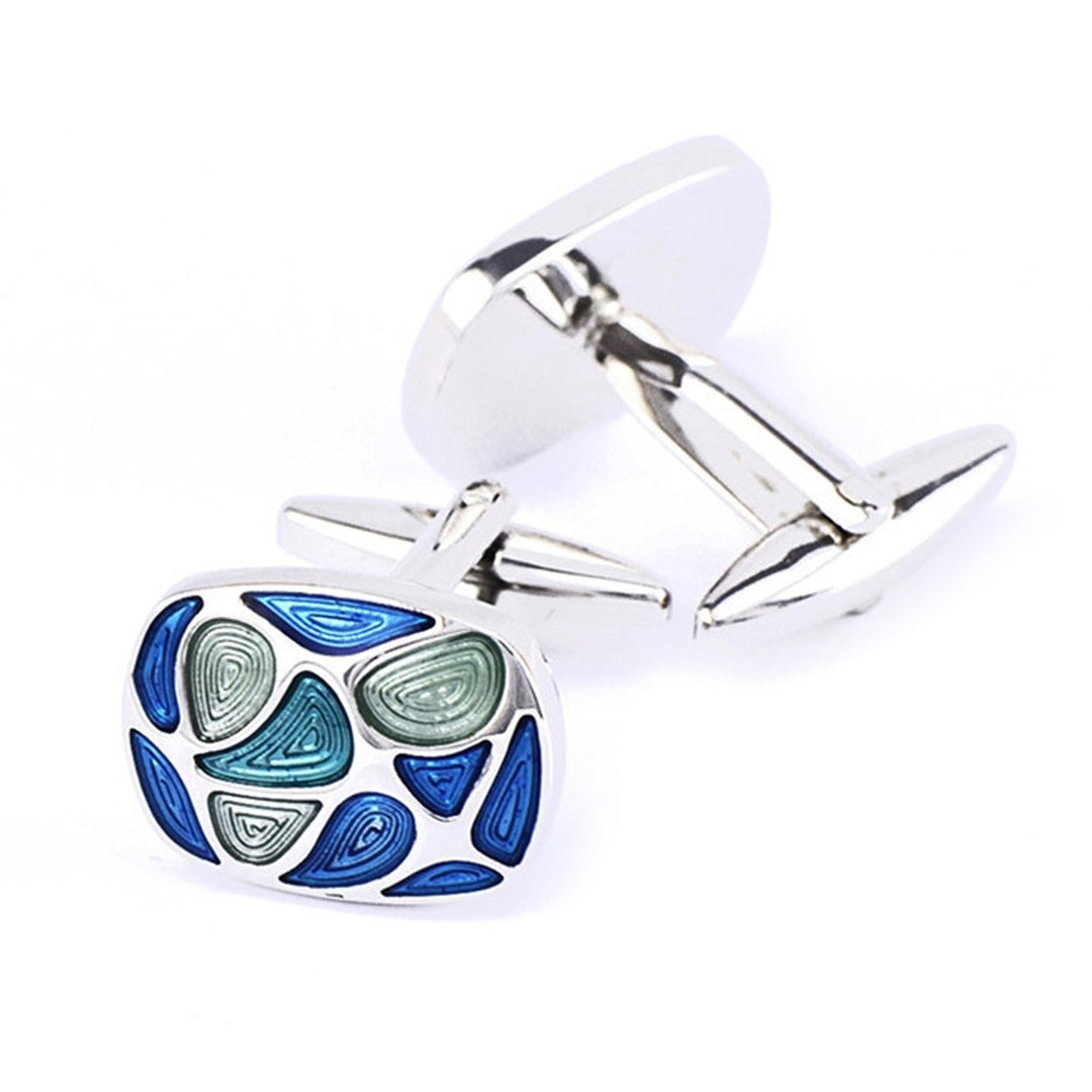 1 Pair Enamel Polishing Retro Pattern Men Cufflinks Electroplating Wear-resistant Shirt Cuff Buttons Clothing Image 1