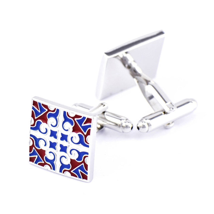 1 Pair Enamel Polishing Retro Pattern Men Cufflinks Electroplating Wear-resistant Shirt Cuff Buttons Clothing Image 1