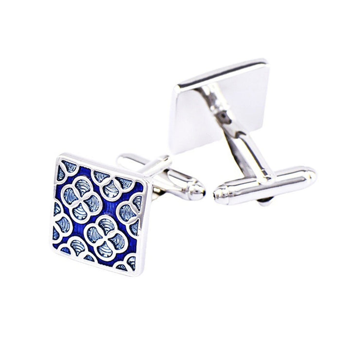 1 Pair Enamel Polishing Retro Pattern Men Cufflinks Electroplating Wear-resistant Shirt Cuff Buttons Clothing Image 1